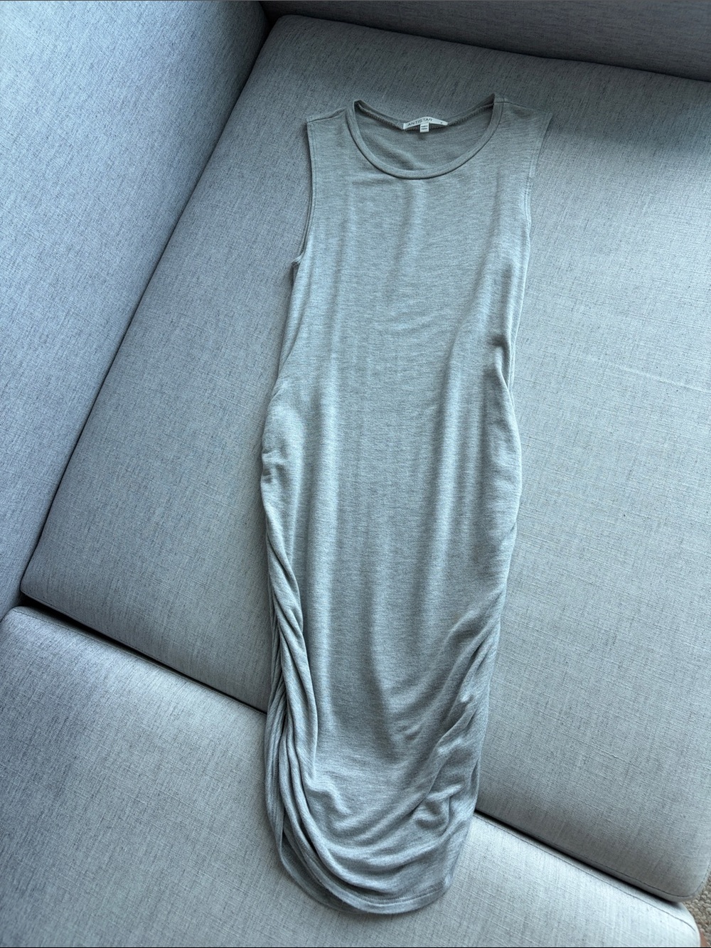Sleeveless Ruched Maxi Dress in Gray - Casual Chic